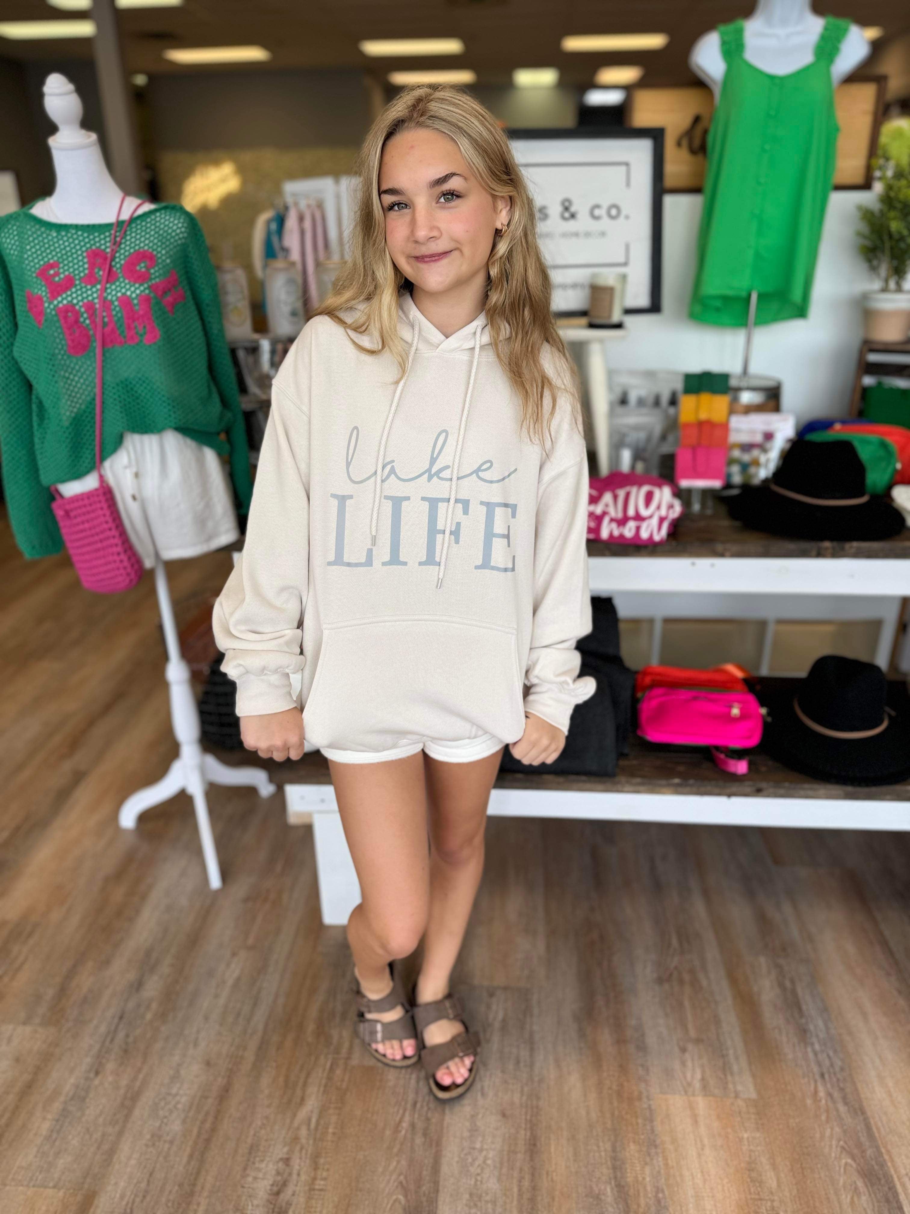 LAKE LIFE CREAM HOODIE