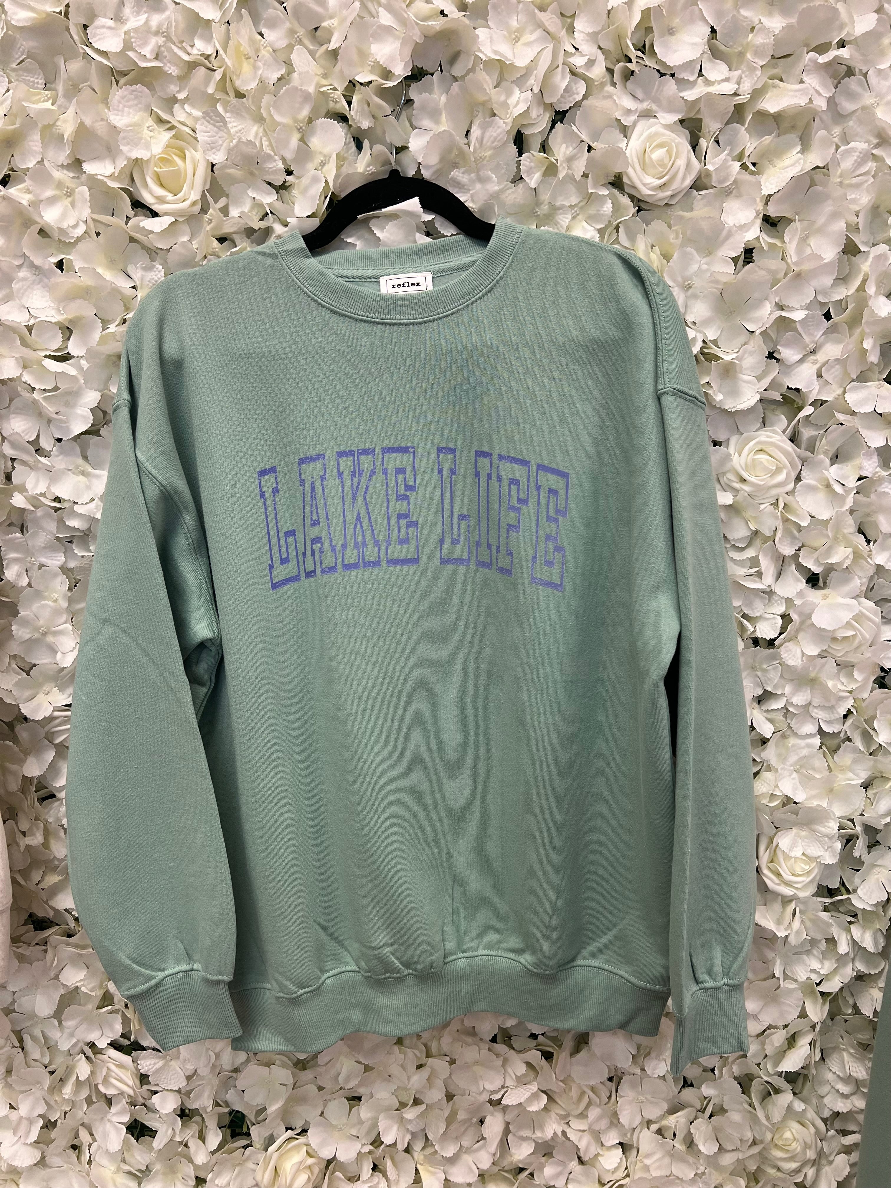 LAKE LIFE GREEN CREW SWEATSHIRT