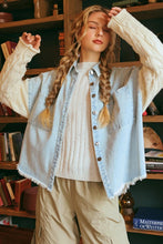Load image into Gallery viewer, DENIM CONTRAST KNIT SLEEVE JACKET