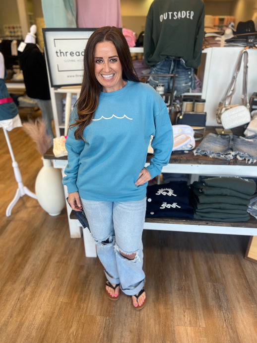 MEET ME AT THE LAKE WAVE SWEATSHIRT