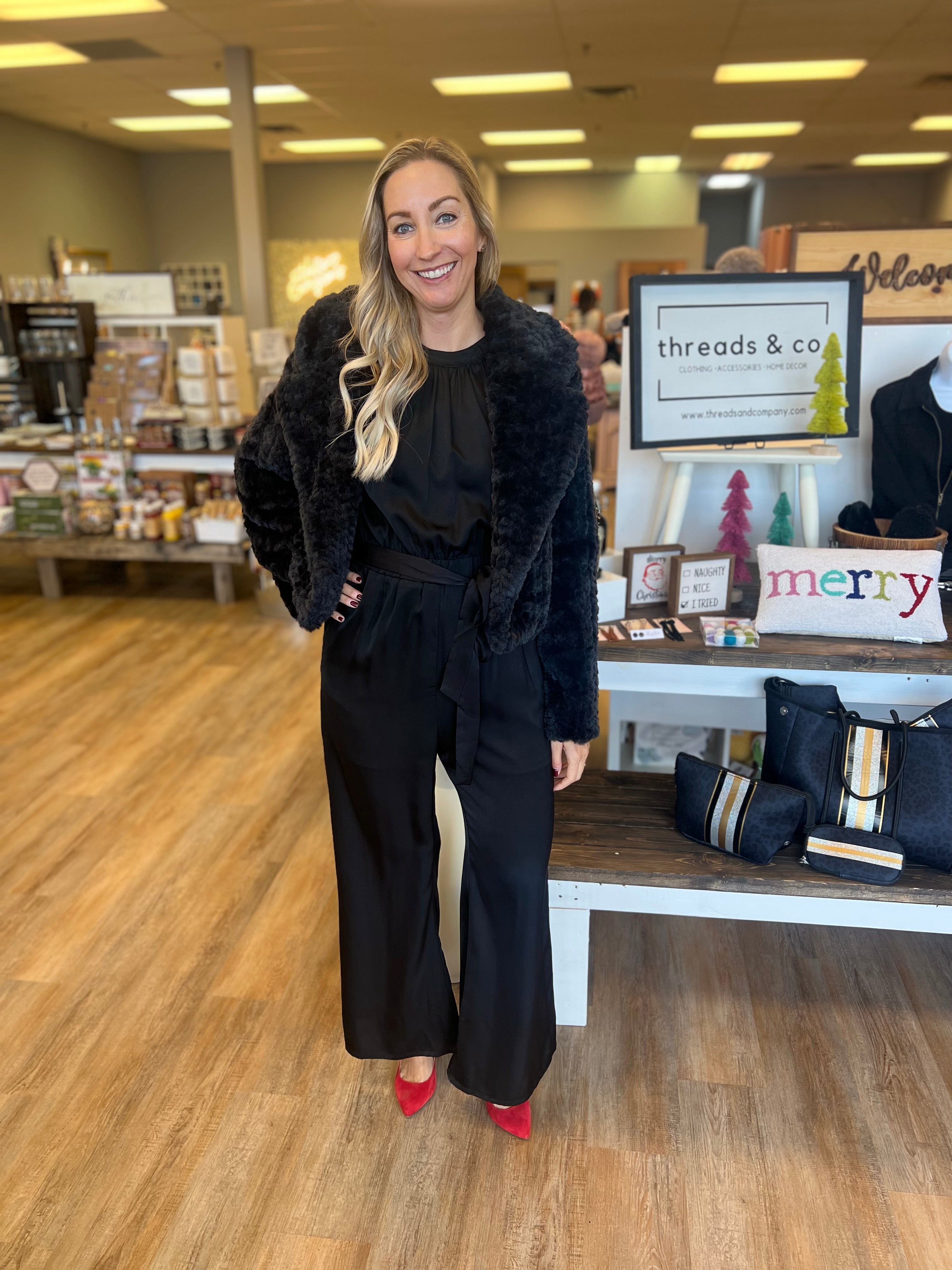 BLACK FAUX FUR JACKET