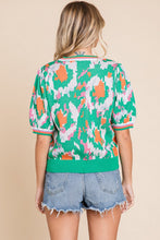 Load image into Gallery viewer, GREEN PRINT BUBBLE SLEEVE TOP