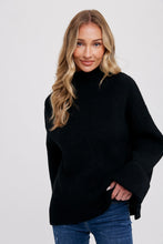 Load image into Gallery viewer, FUNNEL NECK OVERSIZED BLACK SWEATER
