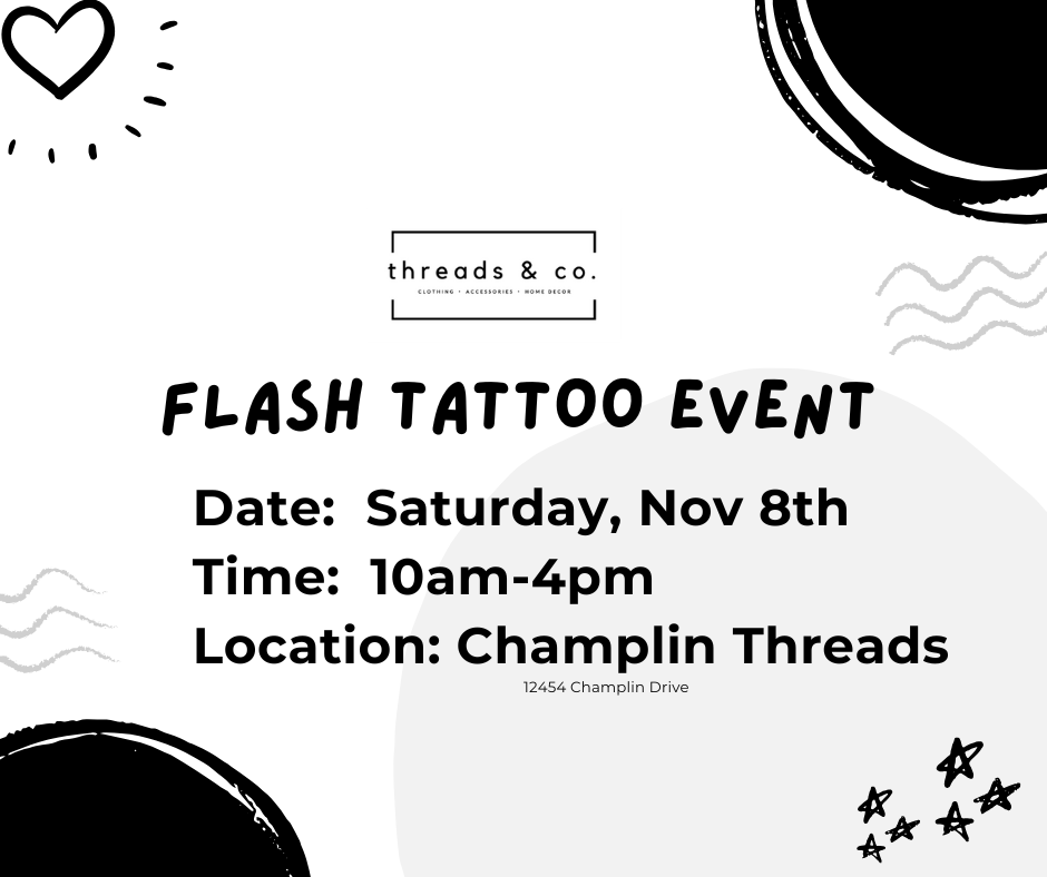 Flash Tattoo Event Registration: Saturday, Nov 8th 10am-4pm