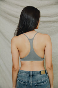 Seamless Lace Up Racer Back Bralette (GRAY)