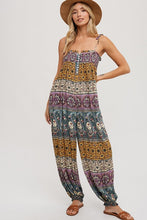 Load image into Gallery viewer, GOLD + GREEN BOHO ROMPER