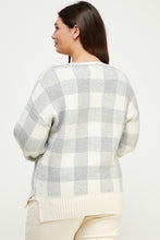 Load image into Gallery viewer, SOFT CREAM + GRAY PLAID SWEATER