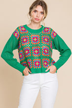 Load image into Gallery viewer, GREEN CROCHET KNIT TOP