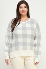 Load image into Gallery viewer, SOFT CREAM + GRAY PLAID SWEATER