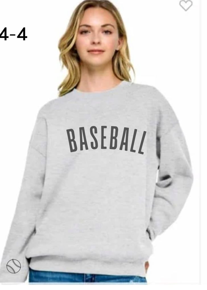 BASEBALL GREY CREW SWEATSHIRT