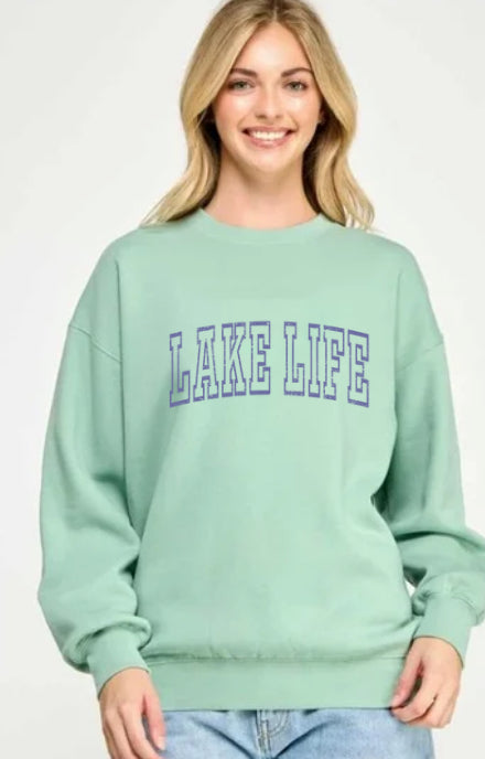 LAKE LIFE GREEN CREW SWEATSHIRT