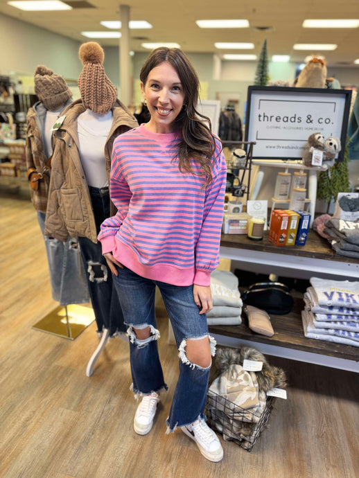 PINK + PURPLE STRIPED TOP