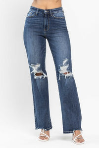 JUDY BLUE: HW DESTROYED STRAIGHT JEANS