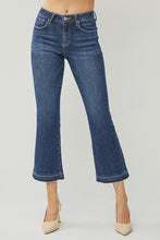 Load image into Gallery viewer, RISEN: DARK HIGH RISE CROPPED FLARE JEANS