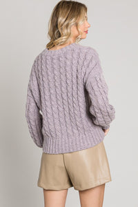 LAVENDER CABLE KNIT SWEATER