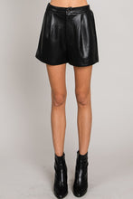 Load image into Gallery viewer, BLACK FAUX LEATHER HIGH-WAIST SHORTS