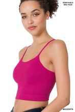 Load image into Gallery viewer, RIBBED SEAMLESS CROPPED CAMI W/ BRA PADS