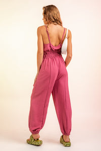 MAUVE GATHERED WAIST ROMPER