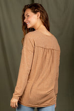 Load image into Gallery viewer, MOCHA BUTTON DOWN HENLEY TOP
