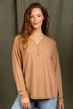 Load image into Gallery viewer, MOCHA BUTTON DOWN HENLEY TOP