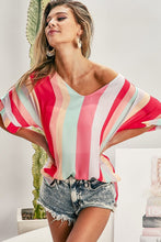 Load image into Gallery viewer, BLUSH STRIPED V-NECK TOP