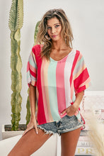Load image into Gallery viewer, BLUSH STRIPED V-NECK TOP