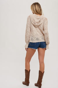 NATURAL OPEN-KNIT TOP
