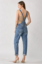 Load image into Gallery viewer, RISEN: DISTRESSED RELAXED FIT OVERALLS