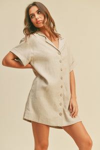 OATMEAL BUTTON DOWN SHIRT DRESS