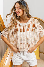 Load image into Gallery viewer, OATMEAL NET CROCHET TOP