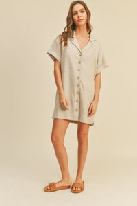 OATMEAL BUTTON DOWN SHIRT DRESS