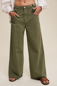 OLIVE WIDE LEG PANTS