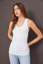 Load image into Gallery viewer, RIBBED SCOOP NECK TANK (WHITE)