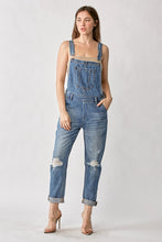 Load image into Gallery viewer, RISEN: DISTRESSED RELAXED FIT OVERALLS