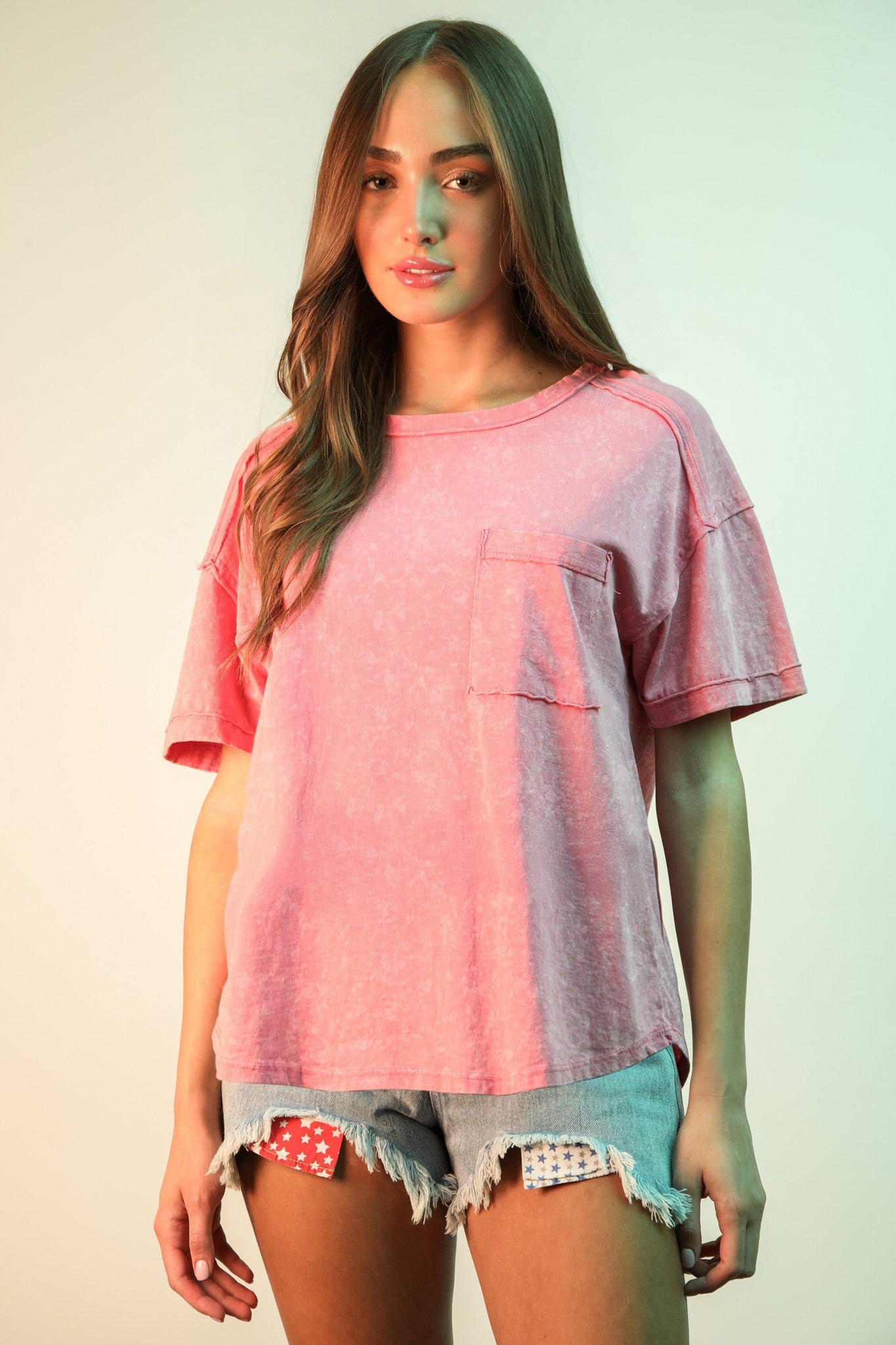 MINERAL WASHED TOP | PINK