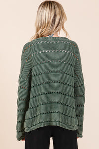Forest Green Mineral Wash Knit Sweater