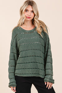 Forest Green Mineral Wash Knit Sweater