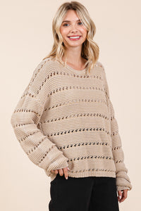 Oatmeal Mineral Wash Knit Sweater