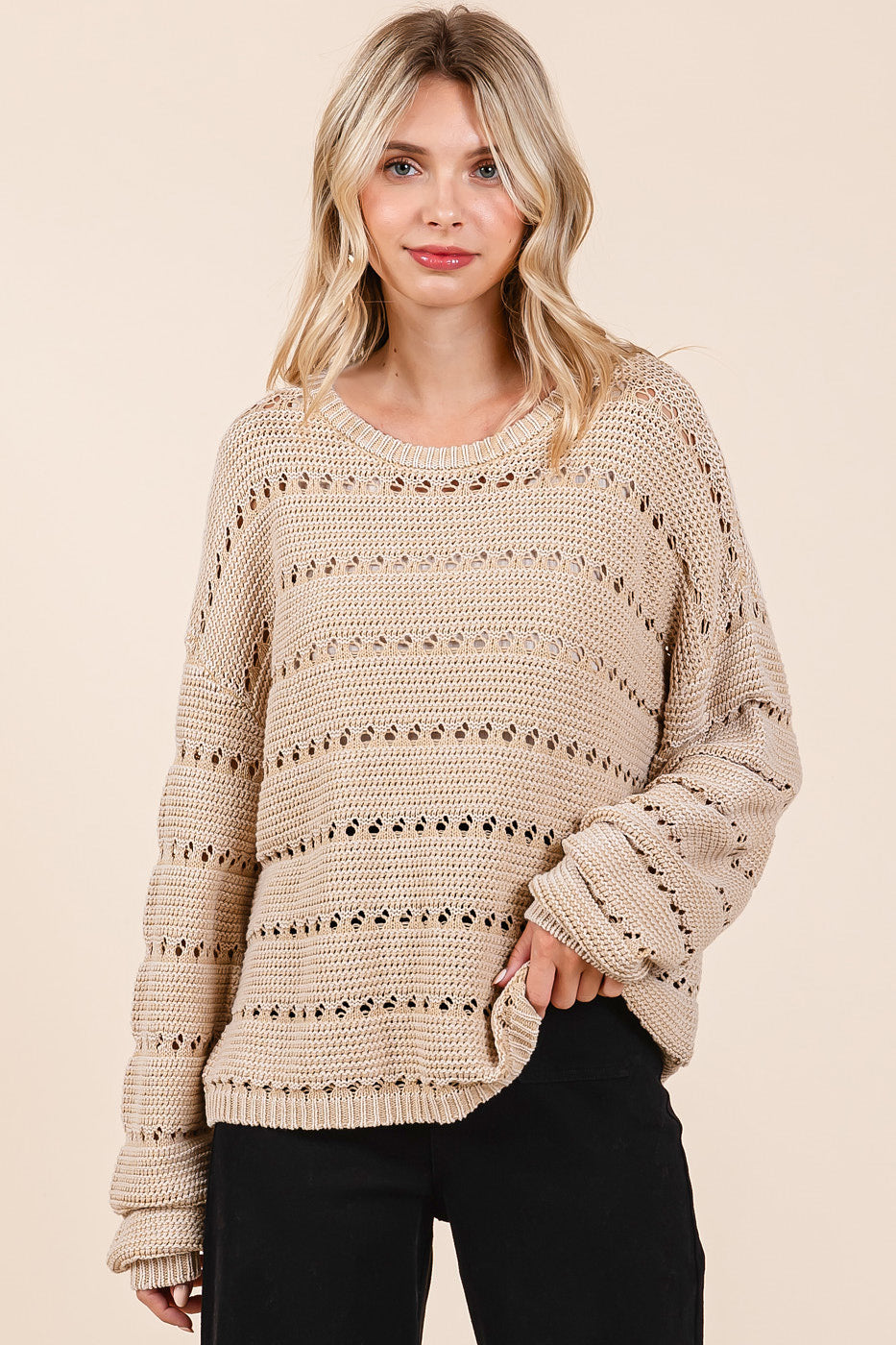 Oatmeal Mineral Wash Knit Sweater