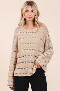 Oatmeal Mineral Wash Knit Sweater