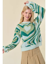 Load image into Gallery viewer, RETRO HEART SAGE SWEATER