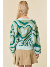 Load image into Gallery viewer, RETRO HEART SAGE SWEATER