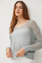 Load image into Gallery viewer, SLATE V-NECK CROCHET SWEATER