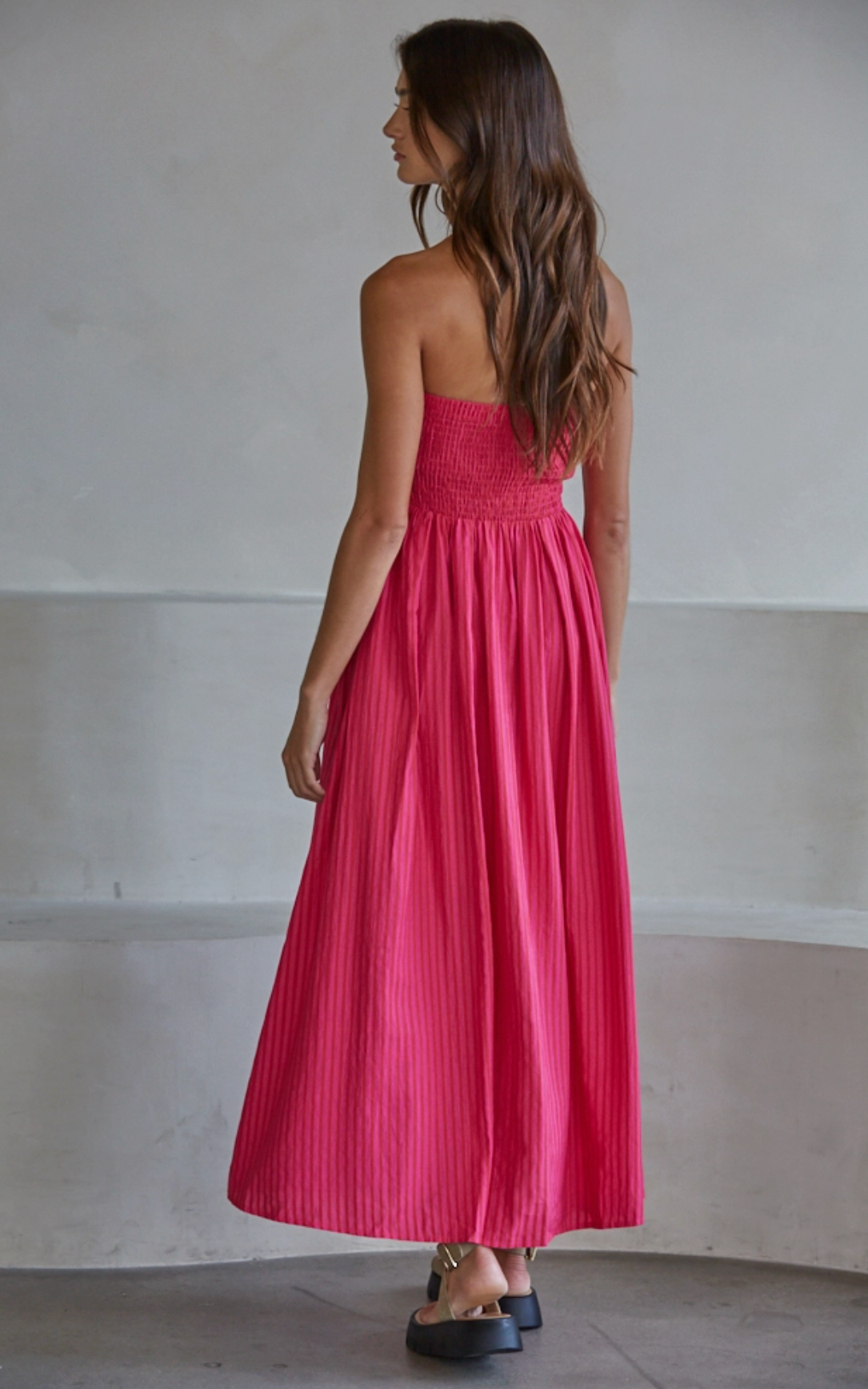 indie flair maxi dress STRAPLESS FLAIR MAXI DRESS (PINK) – Threads & Co
