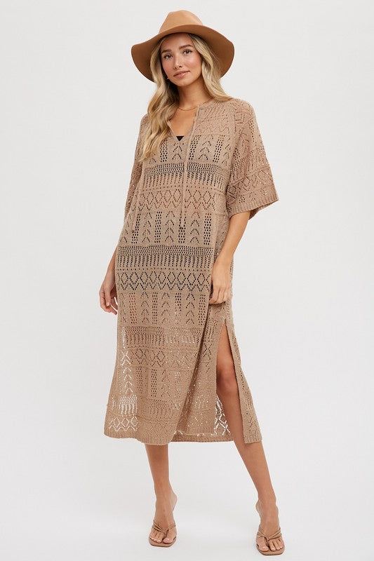 TAUPE OPEN KNIT COVER UP