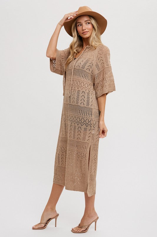 TAUPE OPEN KNIT COVER UP