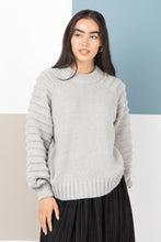 Load image into Gallery viewer, TEXTURED SLEEVE SWEATER GREY