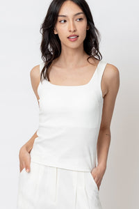 SQUARE NECK PADDED TANK TOP (WHITE)