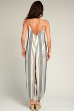 Load image into Gallery viewer, WHITE + BLUE STRIPED ROMPER