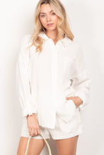 Load image into Gallery viewer, WHITE COTTON GAUZE TOP + SHORTS SET